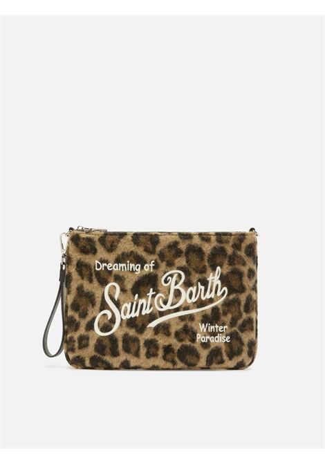 Pochette con logo SAINT BARTH | PAR0025 PARISIENNE FELT00223I LEOPARD MIDI 18EMB